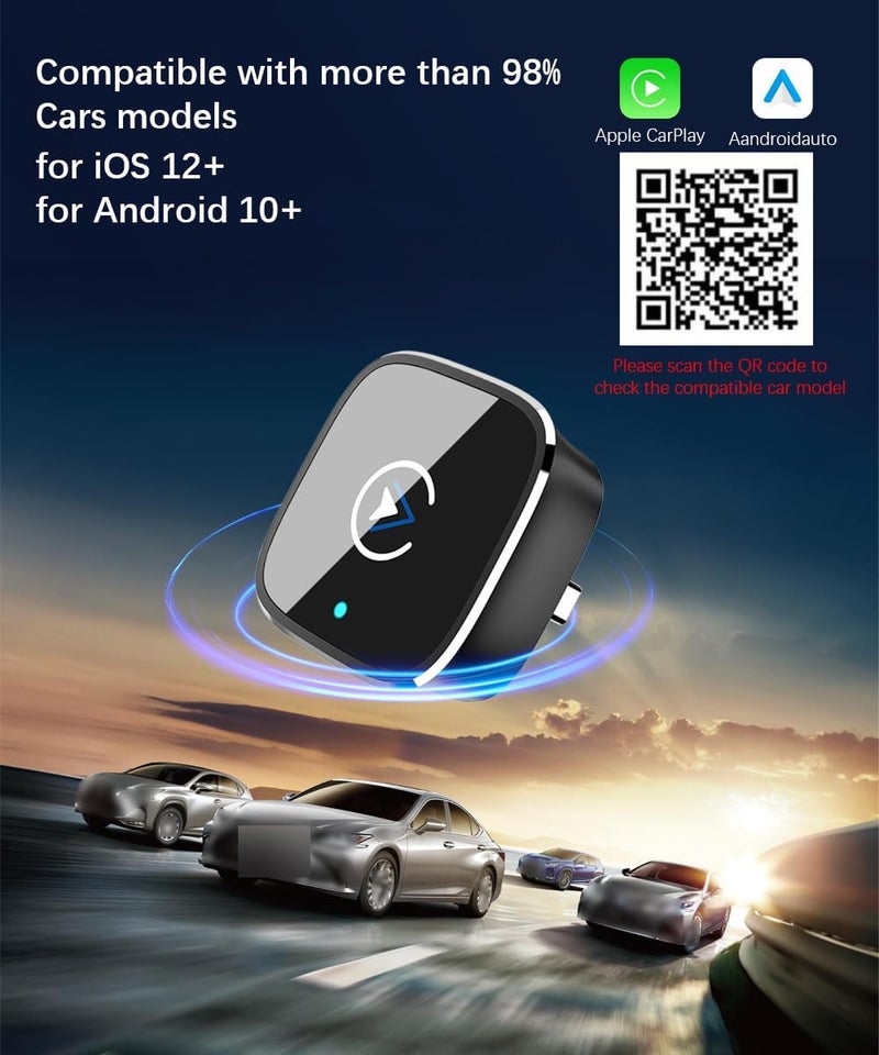 Gramalive محول وايرلس CarPlay لهاتف iPhone، تصميم Mini USB، ترقية 2025 مع سلك مدمج لـ Apple CarPlay، توصيل وتشغيل، اتصال سريع ومستقر Car Play لهواتف iPhone وAndroid - Image 5